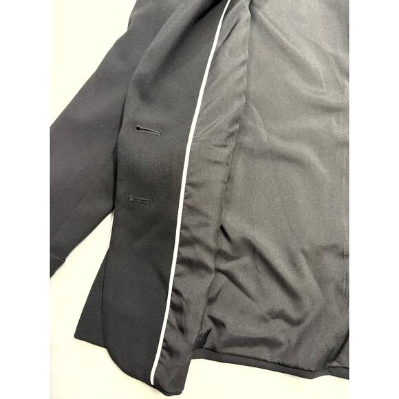 CeCe Black Women's Notched Collar Contrast Ruffled-Cuff Blazer XS - Picture 11 of 12